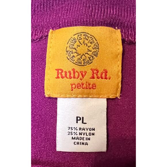 Ruby Rd Petite PL Purple Sequin Sweater 3/4 Sleeve Rayon Blend - Picture 2 of 5